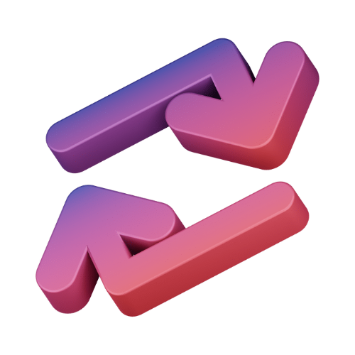 3D Illustrasjon av to piler som symboliserer synkronisering