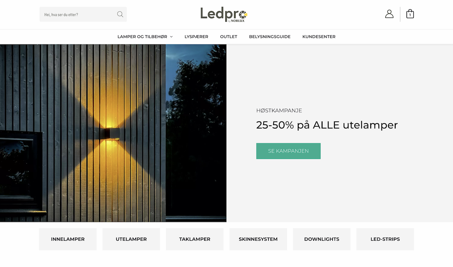 skjermbilde av ledpro.no