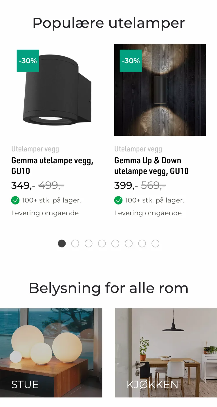 skjermbilde av ledpro.no på mobil